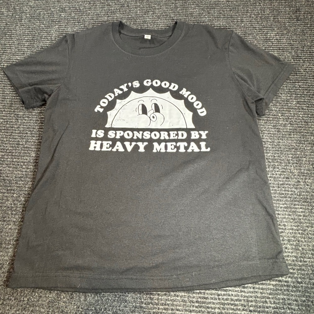 Heavy Metal Graphic T-Shirt Black Cotton Short Sleeve S Today's Good Mood Tee‎